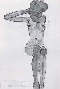 Seated female nude with her right arm bent at the elbow Egon Schiele